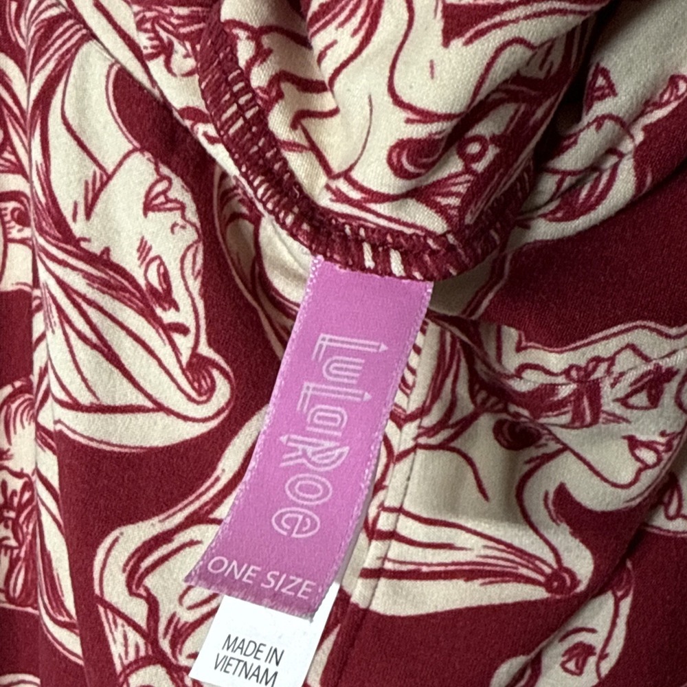 Lularoe Disney Princess Legging Burgundy Pink Beige OS Snow White Belle Rapunzel - Picture 4 of 7